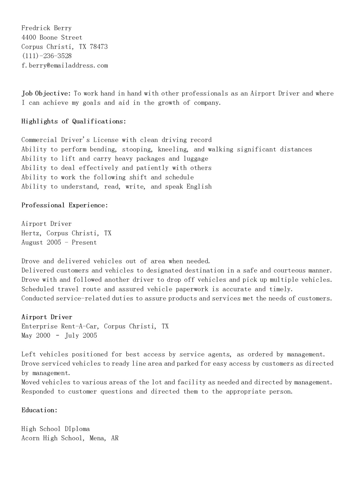 Cdl truck driving resume samples